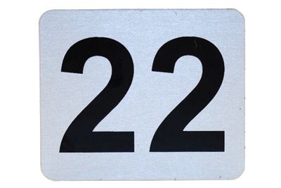 Number Decal - Silver Adhesive with Black Numbering (Specify # Required 1 - 999)