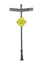 Century Round Post Street Sign with Cast Blades and 24" Diamond Sign