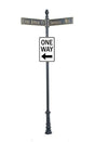 Century Round Post Street Sign with Cast Blades and 30" Rectangle Sign