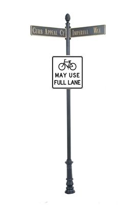 Century Round Post Street Sign with Cast Blades and 30" Square Sign