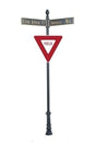 Century Round Post Street Sign with Cast Blades and 30" Yield Sign