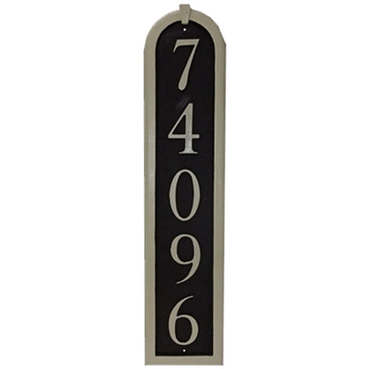 Vertical Cast Aluminum Address Plaque with Flat Letters (6 1/2" x 28 1/4")