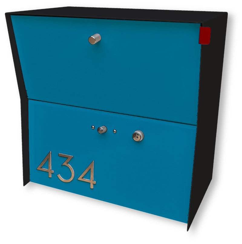 Tedstuff RetroBox Locking Small Package Wall Mounted Mailbox in Jet Black