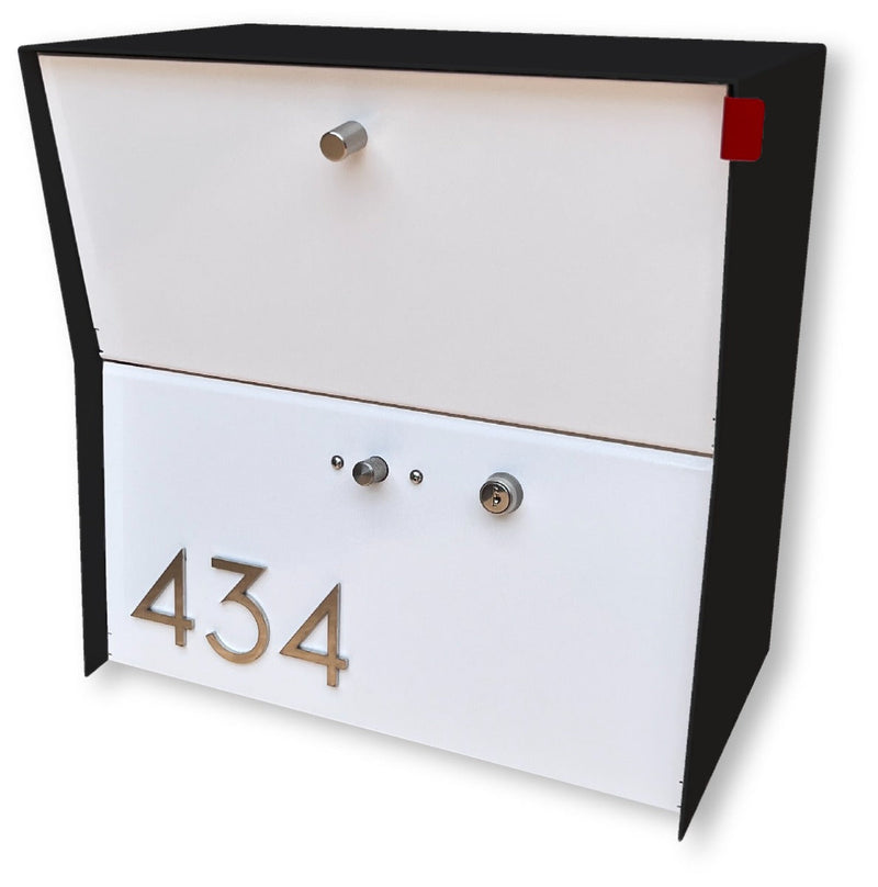 Tedstuff RetroBox Locking Small Package Wall Mounted Mailbox in Jet Black
