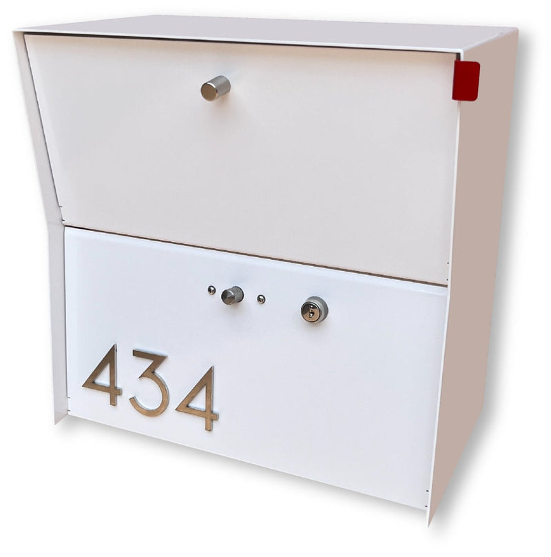 Tedstuff RetroBox Locking Small Package Wall Mounted Mailbox in White