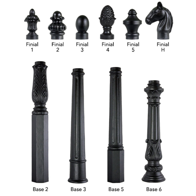 11' High and 2 3/8" Diameter Post with Base and Finial for Street Signs