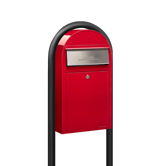 Bobi Grande Slim Front Access Mailbox with Round Post Combo - Multiple Color Options