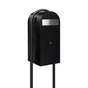 Bobi Jumbo Front Access Package Black Mailbox with Stainless Steel Mail Slot and Round Black Post Combo