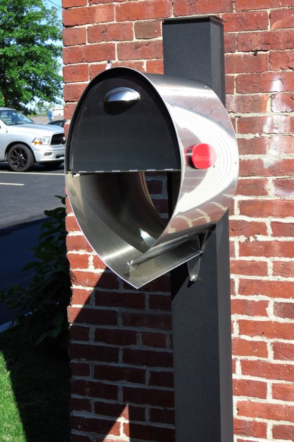 Spira Postbox Unique Post Mount Mailbox - Stainless Steel