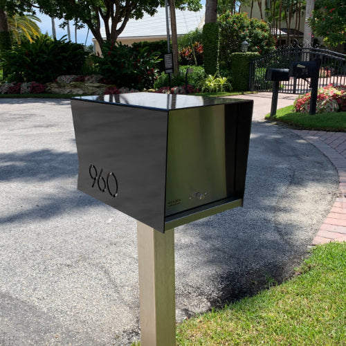 The Original Retrobox in Jet Black - Modern Post Mounted Mailbox