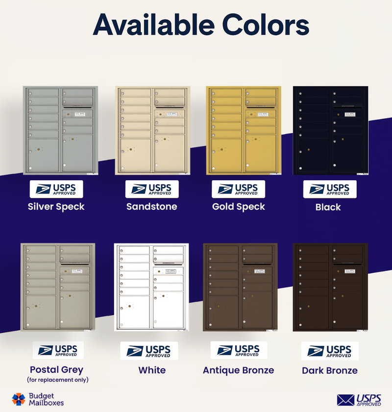 Florence 4C Horizontal Mailbox - 10 Doors, 2 Parcel Lockers - ADA Compliant Max Height USPS Access