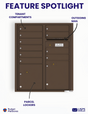 Florence 4C Horizontal Mailbox - 10 Doors, 2 Parcel Lockers - ADA Compliant Max Height USPS Access