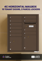 Florence 4C Horizontal Mailbox - 10 Doors, 2 Parcel Lockers - ADA Compliant Max Height USPS Access