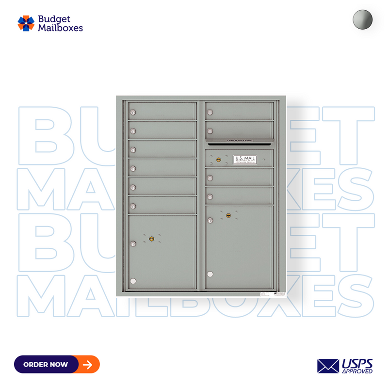 Florence 4C Horizontal Mailbox - 10 Doors, 2 Parcel Lockers - ADA Compliant Max Height USPS Access