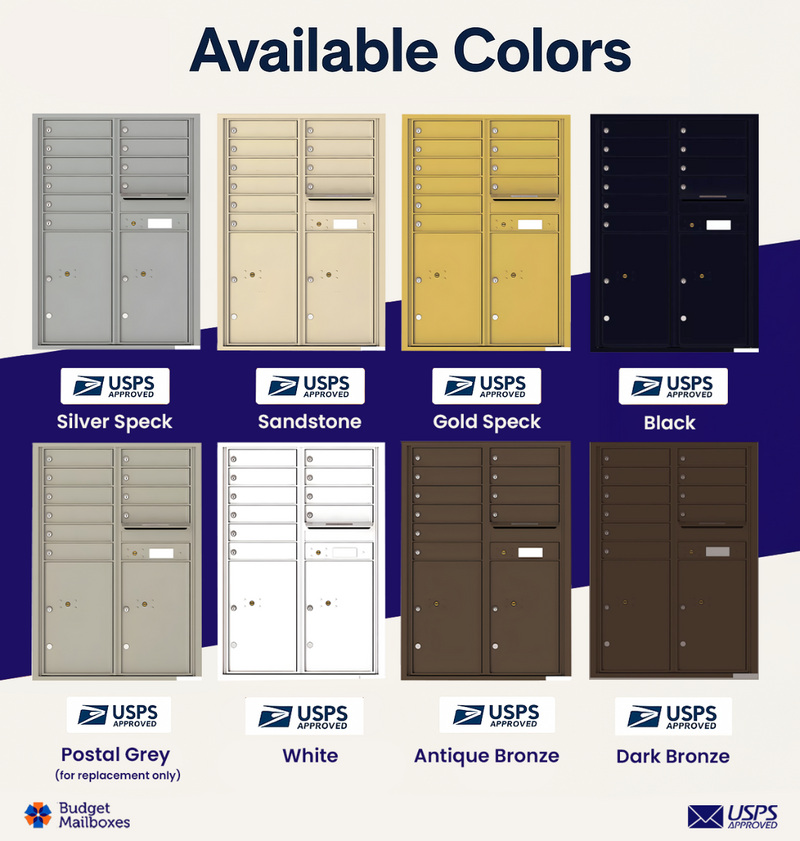 Florence 4C Horizontal Mailbox - 10 Doors, 2 Parcel Lockers - 12 Doors High USPS Access