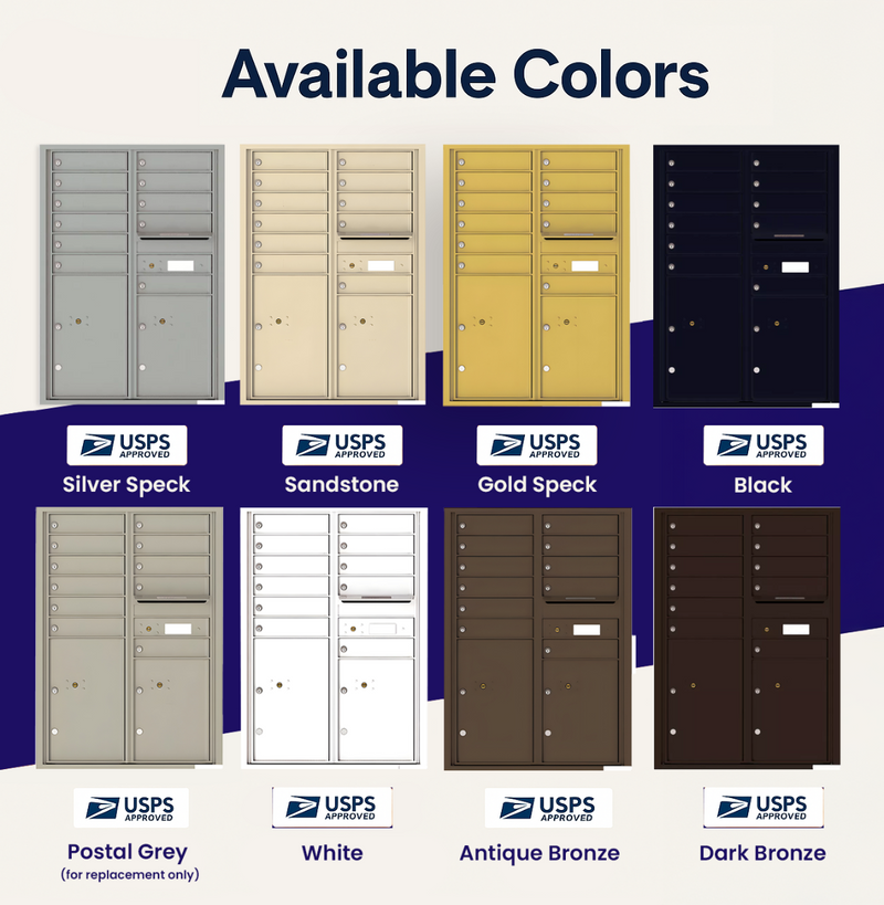 Florence 4C Horizontal Mailbox - 11 Doors, 2 Parcel Lockers - 12 Doors High USPS Access