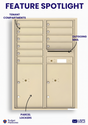 Florence 4C Horizontal Mailbox - 10 Doors, 2 Parcel Lockers - 12 Doors High USPS Access