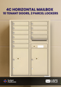 Florence 4C Horizontal Mailbox - 10 Doors, 2 Parcel Lockers - 12 Doors High USPS Access