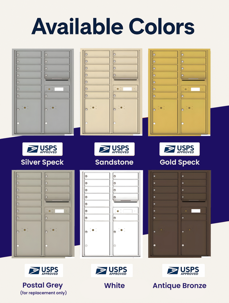 Florence 4C Horizontal Mailbox - 12 Doors, 2 Parcel Lockers - 12 Doors High USPS Access