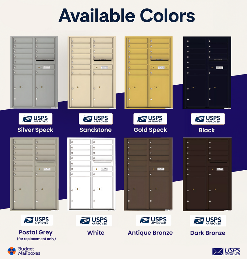 Florence 4C Horizontal Mailbox - 12 Doors, 2 Parcel Lockers - 13 Doors High USPS Access
