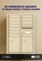 Florence 4C Horizontal Mailbox - 12 Doors, 2 Parcel Lockers - 12 Doors High USPS Access