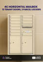 Florence 4C Horizontal Mailbox - 12 Doors, 2 Parcel Lockers - 13 Doors High USPS Access