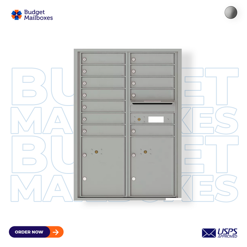 Florence 4C Horizontal Mailbox - 12 Doors, 2 Parcel Lockers - 12 Doors High USPS Access