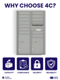Florence 4C Horizontal Mailbox - 13 Doors, 2 Parcel Lockers - 13 Doors High USPS Access