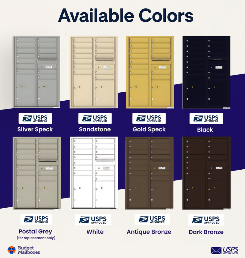 Florence 4C Horizontal Mailbox - 13 Doors, 2 Parcel Lockers - 13 Doors High USPS Access