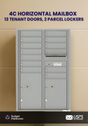 Florence 4C Horizontal Mailbox - 13 Doors, 2 Parcel Lockers - 13 Doors High USPS Access