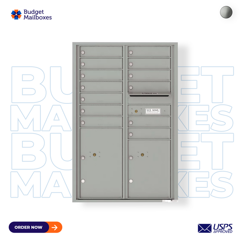 Florence 4C Horizontal Mailbox - 13 Doors, 2 Parcel Lockers - 13 Doors High USPS Access