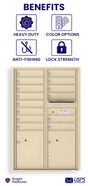 Florence 4C Horizontal Mailbox - 14 Doors, 2 Parcel Lockers - 13 Doors High USPS Access