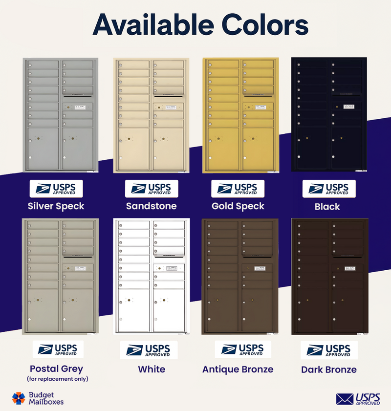 Florence 4C Horizontal Mailbox - 14 Doors, 2 Parcel Lockers - 13 Doors High USPS Access