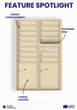Florence 4C Horizontal Mailbox - 14 Doors, 2 Parcel Lockers - 13 Doors High USPS Access