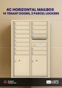 Florence 4C Horizontal Mailbox - 14 Doors, 2 Parcel Lockers - 13 Doors High USPS Access