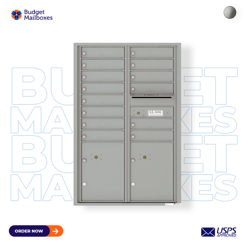 Florence 4C Horizontal Mailbox - 14 Doors, 2 Parcel Lockers - 13 Doors High USPS Access