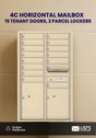 Florence 4C Horizontal Mailbox - 15 Doors, 2 Parcel Lockers - 14 Doors High USPS Access