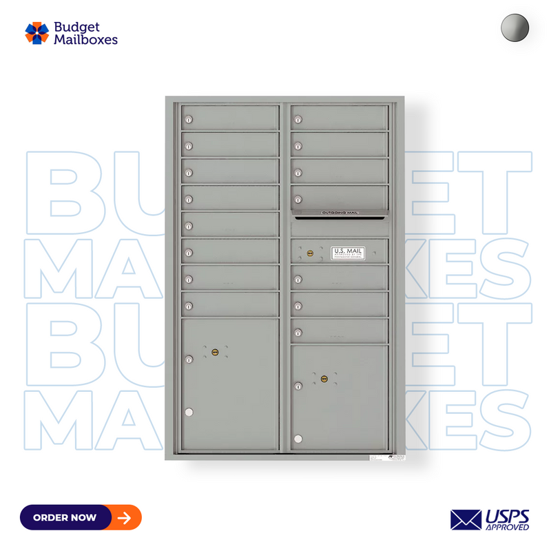 Florence 4C Horizontal Mailbox - 15 Doors, 2 Parcel Lockers - 13 Doors High USPS Access