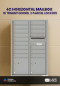 Florence 4C Horizontal Mailbox - 16 Doors, 2 Parcel Lockers - 13 Doors High USPS Access