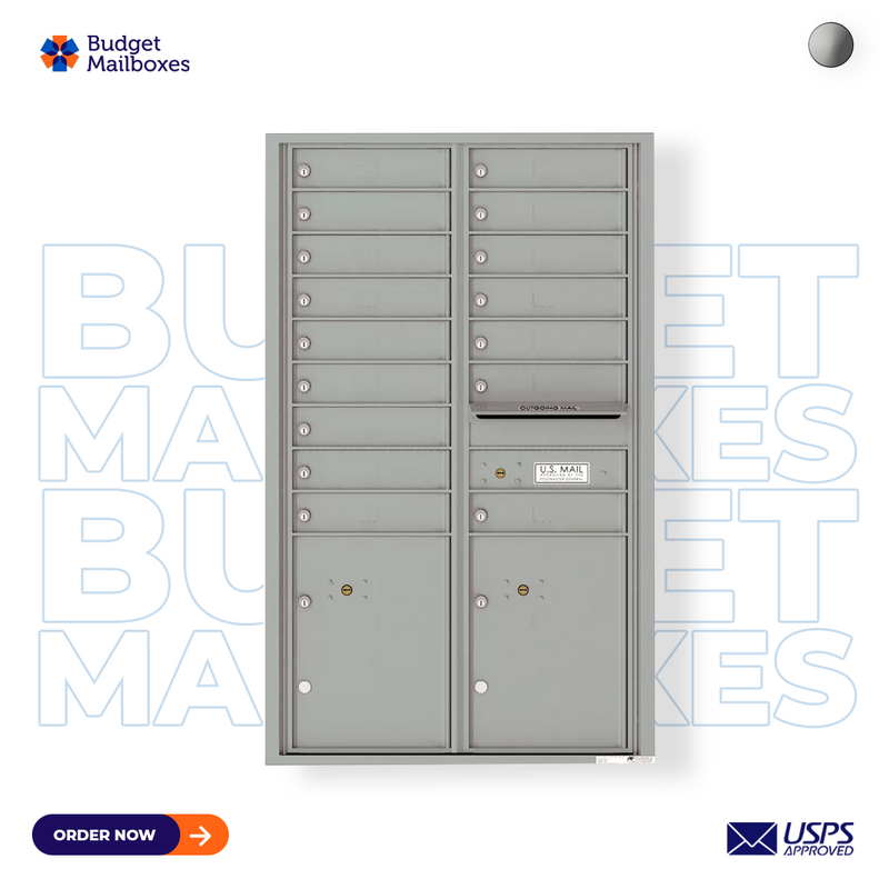 Florence 4C Horizontal Mailbox - 16 Doors, 2 Parcel Lockers - 14 Doors High USPS Access