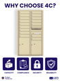 Florence 4C Horizontal Mailbox - 17 Doors, 2 Parcel Lockers - 15 Doors High USPS Access