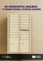 Florence 4C Horizontal Mailbox - 17 Doors, 2 Parcel Lockers - 15 Doors High USPS Access