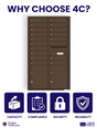 Florence 4C Horizontal Mailbox - 18 Doors, 2 Parcel Lockers - 15 Doors High USPS Access