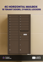 Florence 4C Horizontal Mailbox - 18 Doors, 2 Parcel Lockers - 15 Doors High USPS Access
