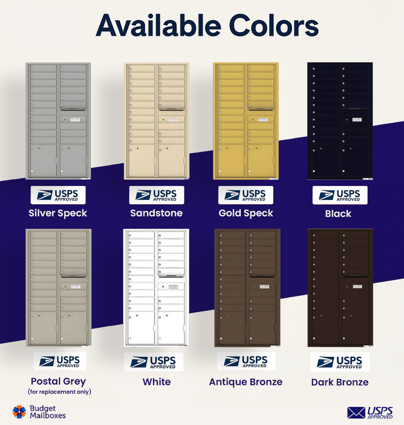 Florence 4C Horizontal Mailbox - 19 Doors, 2 Parcel Lockers - Max Height USPS Access