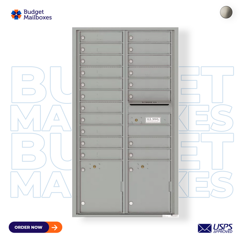 Florence 4C Horizontal Mailbox - 19 Doors, 2 Parcel Lockers - Max Height USPS Access