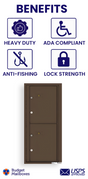 Florence 4C Horizontal Mailbox - 2 Parcel Lockers - ADA Compliant Max Height USPS Access