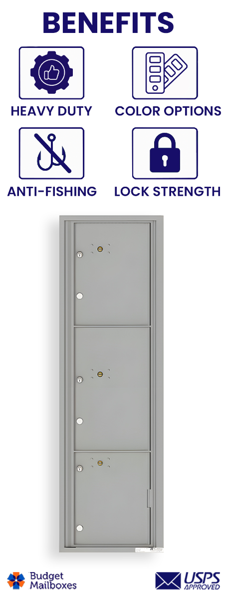 Florence 4C Horizontal Mailbox - 3 Parcel Lockers - Max Height USPS Access