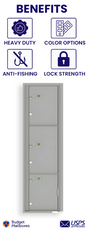 Florence 4C Horizontal Mailbox - 3 Parcel Lockers - Max Height USPS Access