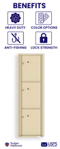 Florence 4C Horizontal Mailbox - 3 Parcel Lockers - 15 Doors High USPS Access